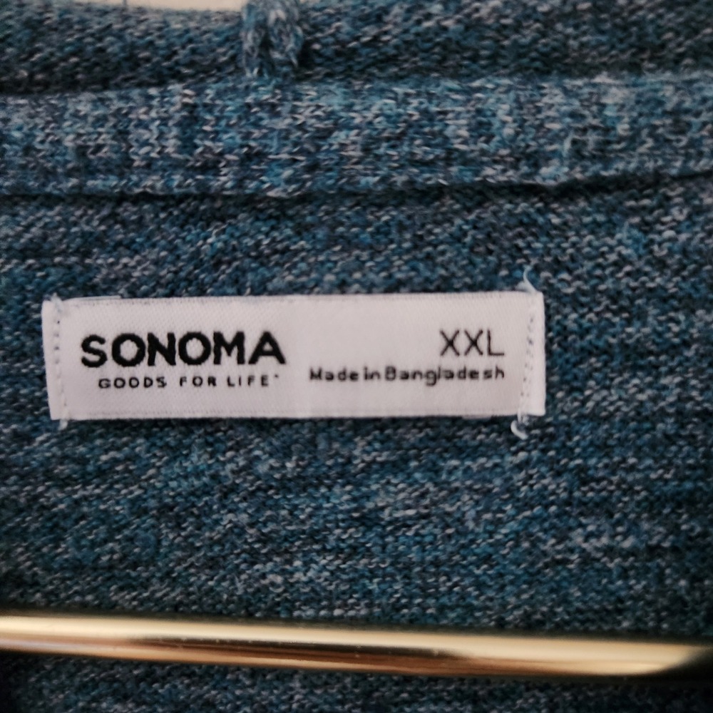 Sonoma Goods For Life Mens XXL Heathered Blue Knit Pullover Hoodie Sweater - Picture 2 of 4